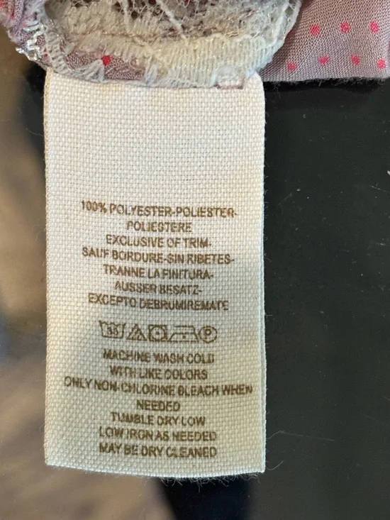 Free People Intimately Pink Polka Dot Lace Trim Tunic Top XS - Picture 7 of 7